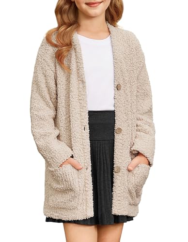 GRACE KARIN Kids Popcorn Fuzzy Cozy Knit Cardigan...