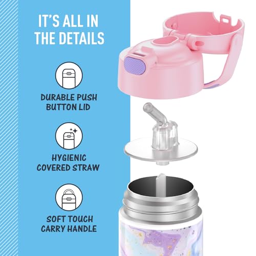 Image of THERMOS FUNTAINER Water Bottle with Straw - 12 Ounce - Kids Stainless Steel Vacuum Insulated Water Bottle with Lid, Dreamy (Pack of 6)