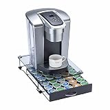 ZCDCP K Cup Holder Drawer, Coffee Pod Holder for K Cup Orgainzer with Termpered Glass Top, Keurig Co