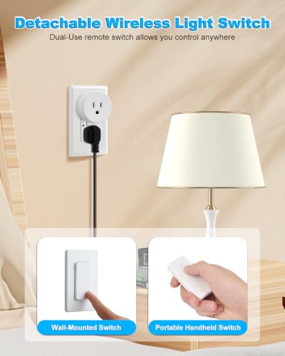 Image of Greencycle Remote Control Outlet Plug 2 Set,Detachable Wireless Wall Switch
