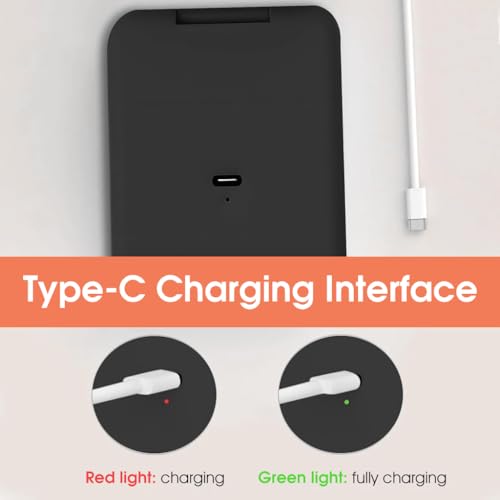 Image of MAYCREATE LED Travel Makeup Mirror, 2X Magnifying Pocket Mirror USB Charging Folding Mirror, Small Portable Wallet Mirror with 3 Colors Brightness Adjustable for Women Gifts