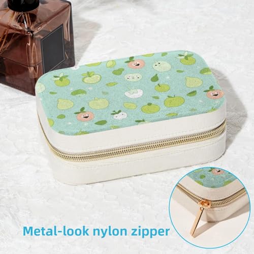 Boîte à bijoux double couche en vert fruit pour bagues et colliers - 7