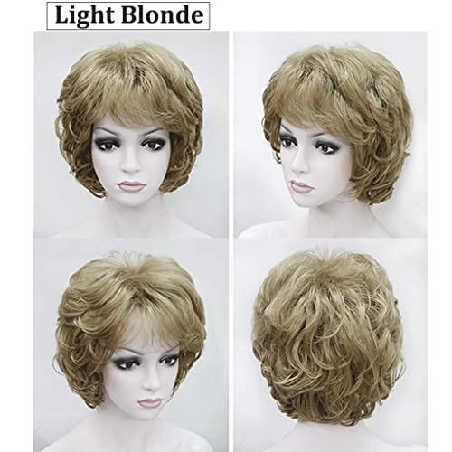 Perucas de cabelo curto encaracolado para mulheres castanho escuro peruca ondulada curta encaracolad