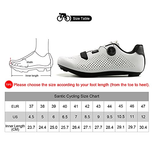 Santic Sapatos de Ciclismo Sapatos de Ciclismo de Estrada Sapatos de Equitação Sapatos, Branco - 210