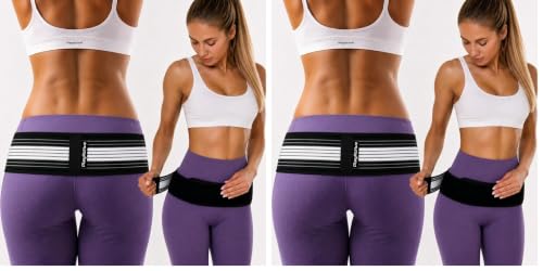 Image of PlayActive Sacroiliac SI Joint Hip Belt - Lower Back Support Brace for Men and Women - Pelvic Support Belt - Trochanter Belt - Sciatica Pelvis Lumbar Hip Pain Relief (Regular) (Pack of 2)