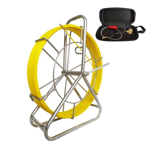 IRSCorp Fiberglas Kabel Rad 100 m Ø 4.5 mm Glasfaserstab inkl. Stahlhaspel Fischband 304 Edelstahl Fischband Rohr Rodder Rad