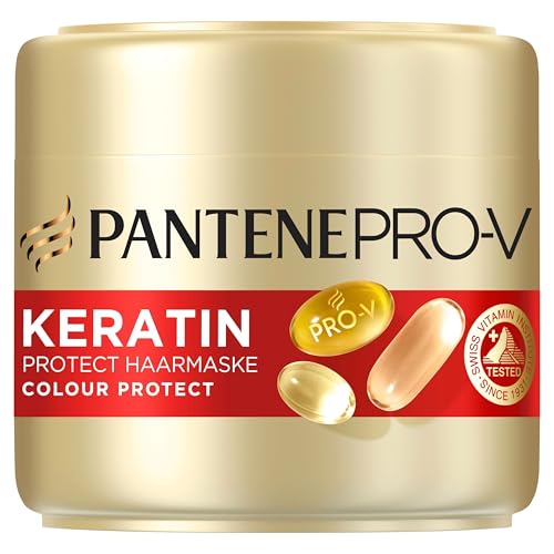 Pantene Pro-V Colour Protect Keratin Haarmaske, 300ml, für Gefärbtes und Gesträhntes Haar, Schützt die Proteinbindung des Haares, Stärkt das Haar von Innen Heraus in nur 1 Anwendung, Active Nutri-Plex