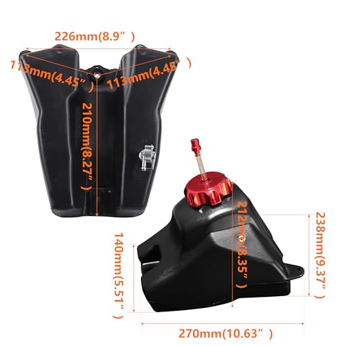 Image of Dirt Bike Gas Tank 3.5L with Aluminum Gas Cap, Fuel Filter, Petcock, for Honda CRF50, Kayo TS90, Pitster Pro XJR110, SSR 70cc, SSR 110, SSR 125 and 50cc-125cc Chinese Pit Bike Parts (Red Cap)