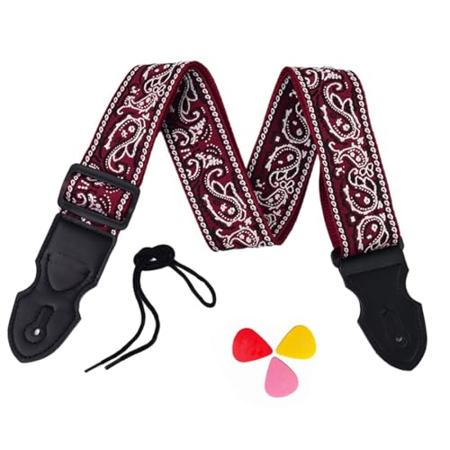COYUN Correa Guitarra Eléctrica, Correa Guitarra Acústica, Guitar Strap De Algodón, Bohemia Bordado De Las Vintage Correas De Guitar, Con 3 Púas De Guitar, Para Bajo Guitarra, Eléctrica, Acústica