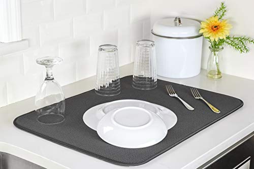 S&T INC. Dish Drying Mats, Polyester, Charcoal, 24 Inch x 24 Inch, 45.7L x 61W cm - Image 3