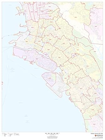 Oakland, California ZIP Codes - 36" x 48" Laminated Wall Map : Amazon ...