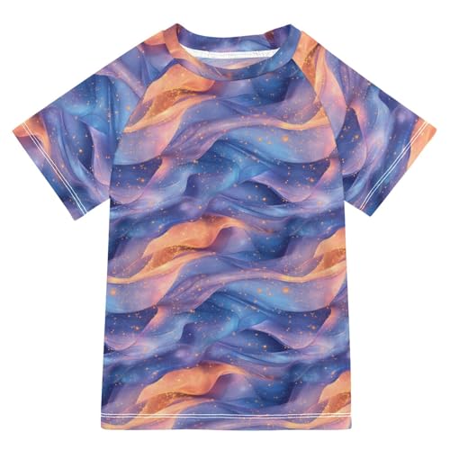 Kids Bathing Suits Boys Short Sleeve Girls Rash Guard Top 11T Peach Blue Purple