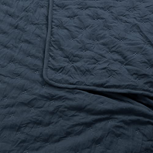 ROARINGWILD Navy Blue Twin Size Quilt Bedding Set with Pillow Sham, Lightweight Soft Bedspread Coverlet, Quilted Blanket Thin Comforter Bed Cover, All Season, 2 Piece, 68x90 inches