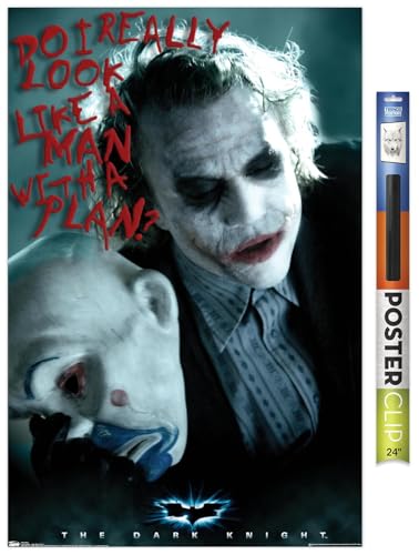 Trends International DC Comics - The Dark Knight - The Joker - Man With A Plan Wall Poster, 22.375" x 34", Premium Poster & Clip Bundle
