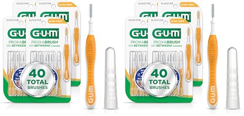 Image of GUM Proxabrush Go-Betweens - Ultra Tight- Interdental Brushes - Soft Bristled Dental Picks for Plaque Removal Health - Safe for Braces & Dental Devices,10 Count (Pack of 8)