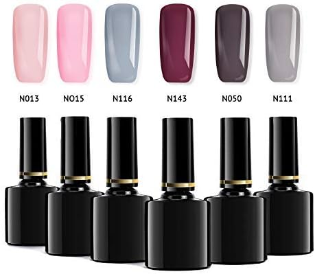 Pink Gel Nail Polish Set Beautlinks Nude Gray Glamour Goddess Manicure Series 6 Bottles 10 ML in 1 Set Nail Art Starters Kit Required Soak Off LED UV Gel Polish Art Gift Box Kit