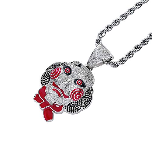 Union Power Men's Necklaces Hip-Hop Pendant, Chainsaw Cry Pendant Necklace Halloween Cosplay (Silver)