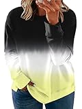 VISLILY Übergröße Sweatshirts für Damen, Farbblock-Pullover, Tops, 31_abl, 48 Große Größen