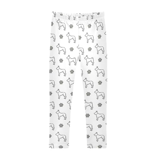 Simple Dog Paw Prints Pattern Girls Leggings Soft Comfortable Athletic Leggings Dancing Pants for 4-10 Years