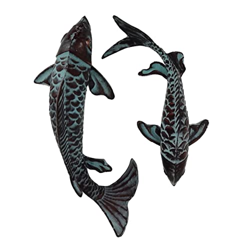 Garden Sculptures & Statues, Garden Statues, Koi Fish Decor, Antique Outdoor Statue Ornament, Metal Copper Garden Art, Set Of 2 Fish Sculpture For Outdoors, Patio, Yard, Lawn, Pond And Home Decoration #TOP6