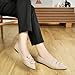 HIULYCENCE Flats for Women Pointed Toe Ballet Flats with Bow Comfortable Knit Dressy Flats Nude US7