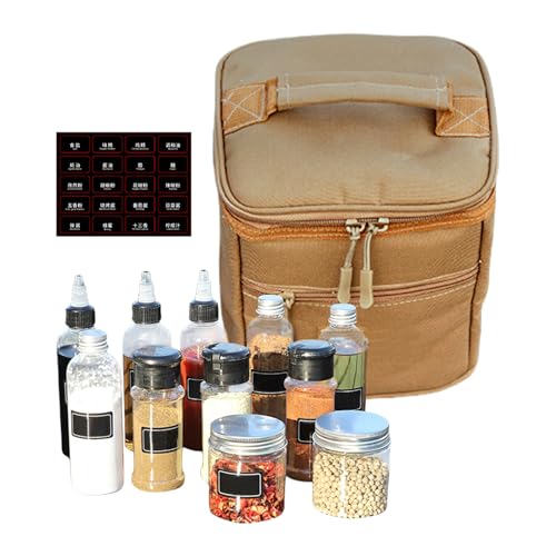 Conjunto De Contenedores De Condimentos – ​​13 Tarros De Especias Con Tapas Cocinador, Botellas De Almacenamiento Portátil | Tarros De Condimentos Salero Pimienta Conjunto Mochila Pesca Picnic Barba