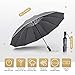 Bodyguard Inverted Umbrella, Windproof Umbrella,12 Ribs Reverse Umbrella with Reflective Stripe, Teflon Umbrella in Rain and Sun, Leather Cover for Women and Men