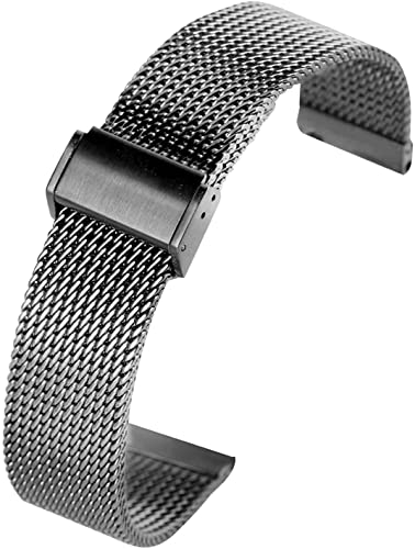 Bracelet montre acier inoxydable noir 18mm 20mm 22mm maille premium