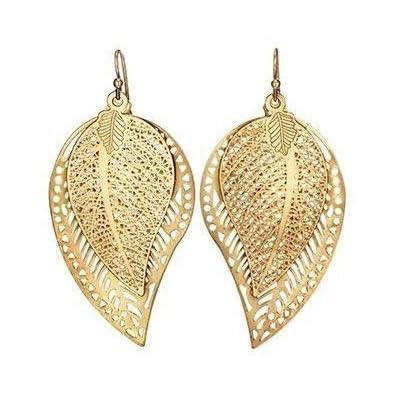 Gold Plated Double Leaf Dangling Earrings by Avon Bangladesh Ubuy