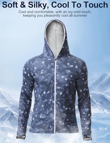 Image of Venzina Sunscreen Jacket for Men Fishing Sun Protection Jacket UPF 50+ Cooling Breathable Quick Dry Stylish Print Stretchable Design with Thumbholes Travel Hiking Camping