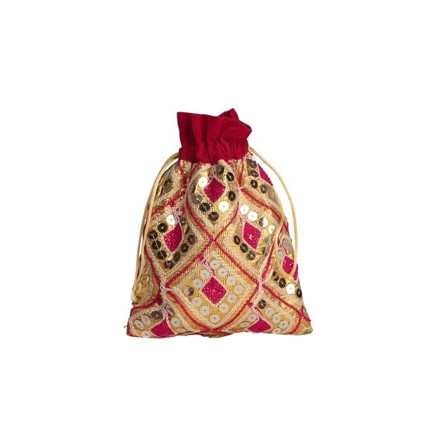Dulhan DLC set of 25 Shimmer & Velvet Potli Bags with Heavy Work for Wedding Return Gifts, FANCY pouch potli, Bridal Handbag for Women - Image 7