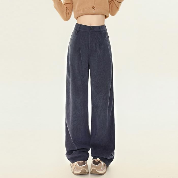 Women's Wide-Leg Pants,Straight-Leg Knit Casual Pants for Autumn and Spring