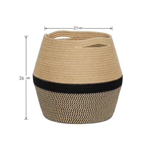 Panier de rangement en coton et lin portable avec deux poignées - 3