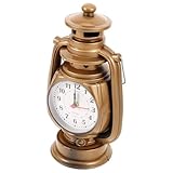 Garneck Reloj Despertador de Escritorio Vintage Forma Lámpara Queroseno, Color Cobre Antiguo, Pequeño Tamaño sin Pilas, Decoración para Dormitorio y Mesa de Noche, Accesorio Decorativo