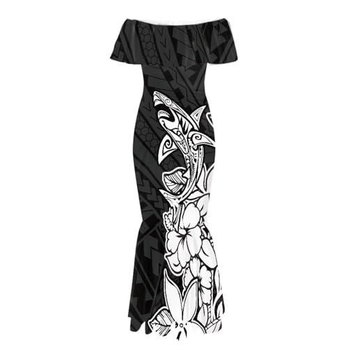 Image of Polynesian for Women S-7XL Off Shoulder Maxi Dress Hawaiian Summer Dresses