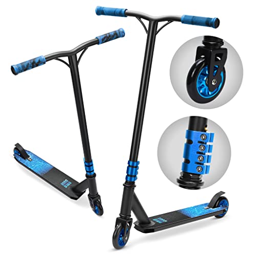 BOLDCUBE Deluxe Stunt Scooter Blue Night for Boys and Girls Ages 8-12 Years | Anodized Finish | ABEC 9 | 4 Bolt Clamp | Marbled Grips | 7+ yrs