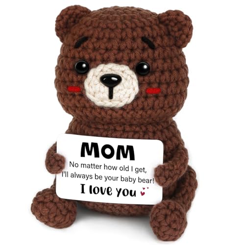 Glydein Birthday Gifts for Mom, Handmade Positive Crochet Bear Decor, Mom Gifts for Birthday...
