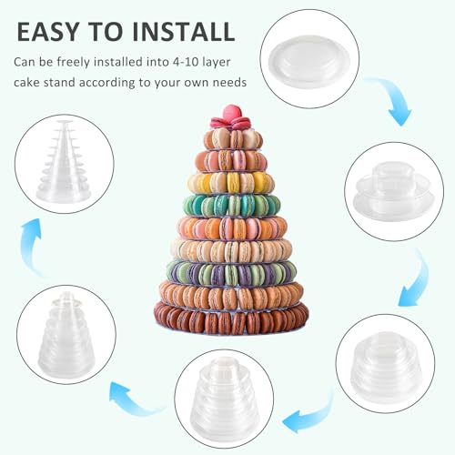 10 Tiers Macaroon Tower Stand, Round Macaron Tower Cake Display Rack Plastic Cupcake Stand Macarons Desserts Serving Tray for Birthday Wedding Party Decor (10 Tiers) by kithing - Image 4