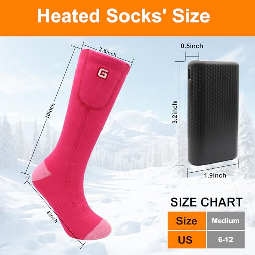 MMlove Heated Socks for Girls,3 Heat Settings, 4000mAh Battery, Electric Heated Socks for Teenagers Youth, Rechargeable Foot Warmers, Washable for Skiing,Camping,Snowboarding,Hiking,Cycling3