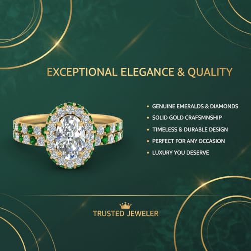 Image of Choose Your Gemstone Oval Halo Rollover Diamond CZ Wedding Ring Yellow Gold Plated Oval Shape Wedding Ring Sets Matching Jewelry Wedding Jewelry Easy to Wear Gifts US Size 4 to 12