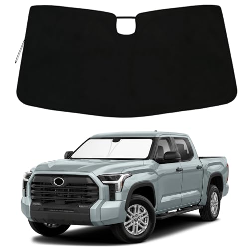 Image of Windshield Sun Shade for 2022-2026 Toyota Tundra| Front Window Shade Sun Visor| 310T Reflective Polyester| UV Heat Insulation Protection| Foldable Sunshade with Storage Pouch| Outdoor Camping