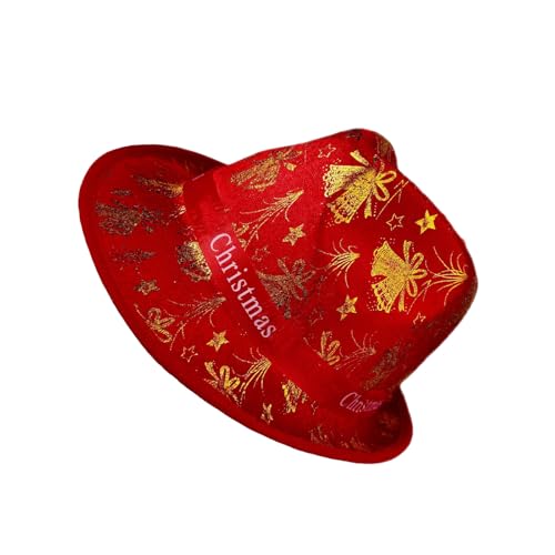 Generic フェスティバルクリスマスハット サンタコスチューム用成人向けステージ衣装 ? 調整可能なサイズでパーティーやホリデーイベントに最適な目立つデザイン (黄金の蝶ネクタイ)