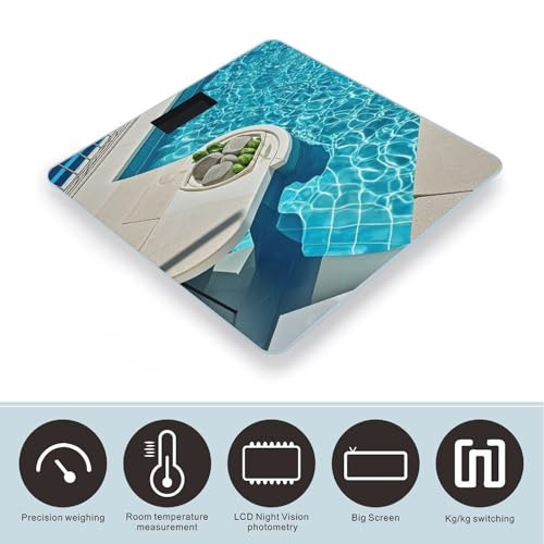 Báscula digital para baño Blue Aqua Pool Water de vidrio templado miniatura 3