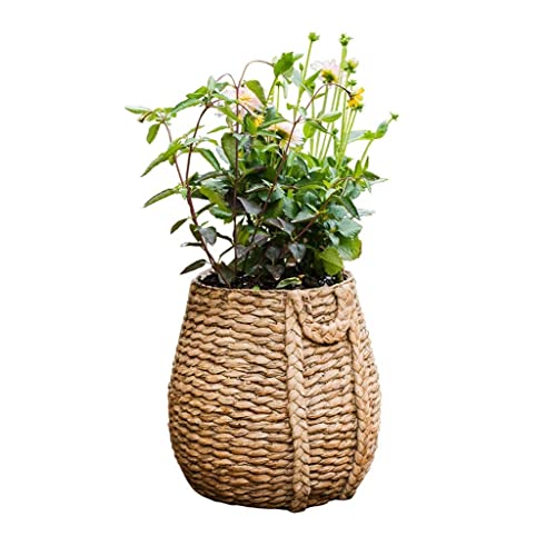 UZOURI Maceta Maceta Macetas Macetas Únicas Macetas De Mimbre De Imitación De Hormigón Maceta Tejida Maceta De Gran Tamaño Maceta De Flores Al Aire Libre(35x45cm)