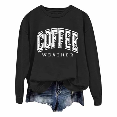 Sweatshirt femme col rond et manches longues noir imprimé grand format