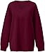 Oversized Sweatshirt for Women V Neck Fleece Long Sleeve Pullover Tops Dressy Comfy Casual Sweater Fall Clothes (Wine Red,Large)