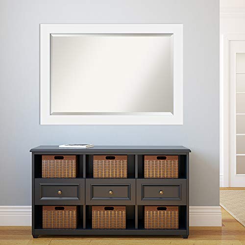 Amanti Art Beveled Wood Wall Mirror (29 X 41 In.), Corvino White Frame - Bathroom Mirror White, Large #TOP5