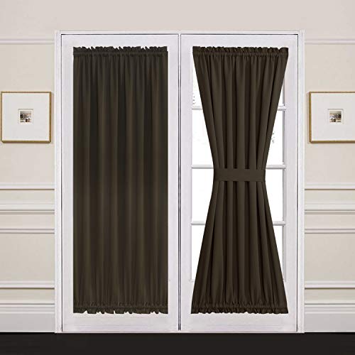 Aquazolax Thermal Insulated French Door Curtain Blackout Door Panel 54X72-Inch Window Treatments Curtains Privacy - 1 Panel, Toffee Brown #TOP23