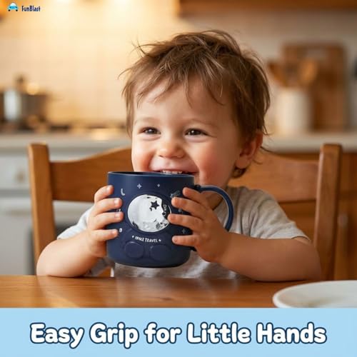 Image of FunBlast Space Milk Mug for Kids - 390 Ml; Unbreakable Mug for Kids, Milk Mugs for Kids Unbreakable - Milk Drinking Cup for Kids (NavyBlue)