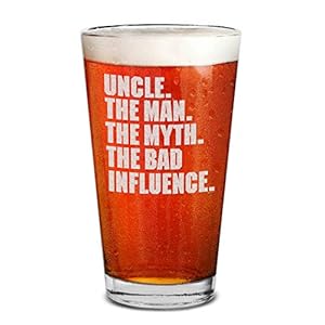 shop4ever Uncle The Man The Myth The Bad Influence Engraved Beer Pint Glass 16 oz. Uncle To Be Father’s Day Gift